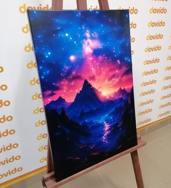 Obraz západ slnka s nočnou oblohou