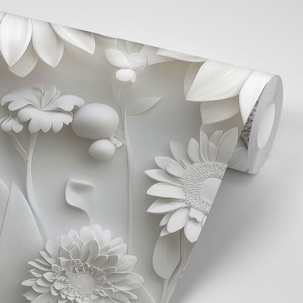 Tapeta 3D biele kvety