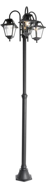 Klasická vonkajšia lampa čierna 235 cm 3-svetlo IP44 - Berta