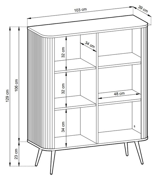 VYSOKÁ KOMODA BELLISSA BIELA + ČIERNE NOŽIČKY 103 cm