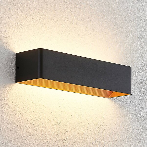 Arcchio LED nástenné svetlo Karam, 37 cm, čierne, kov, hore/dole, Čierna, Obývacia izba / jedáleň, Hliník, Moderný, Nástenné svietidlo
