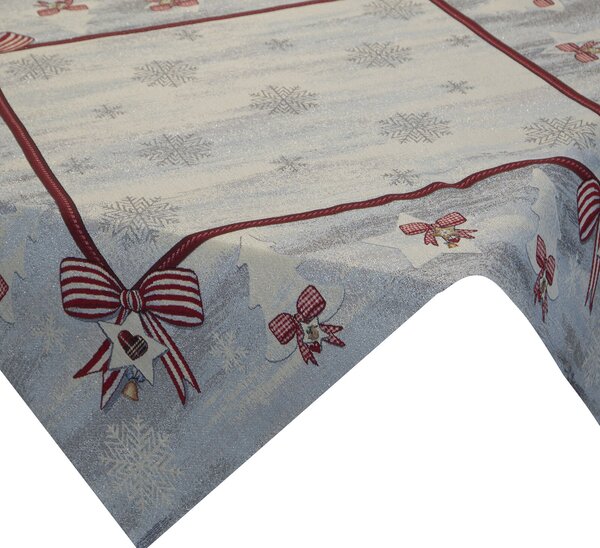 VIANOČNÝ GOBELÍNOVÝ OBRUS NA STÔL BOW 100X100 CM VZOROVANÝ