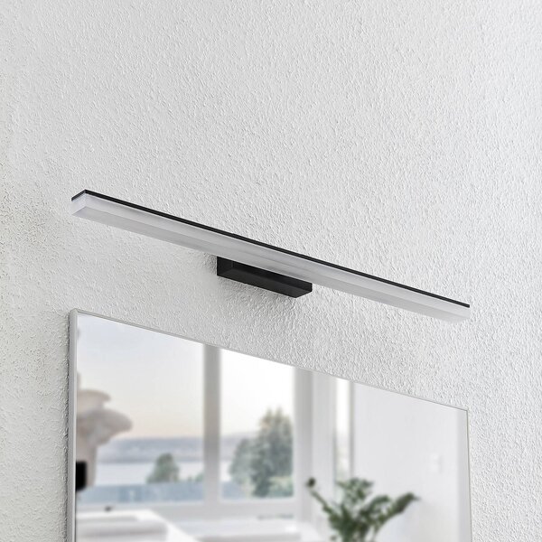 Nástenné svietidlo Lucande LED Lisana, horizontálne, 75 cm, IP44, Čierna, Kúpeľňa, kov, Moderný, Nástenné svietidlo