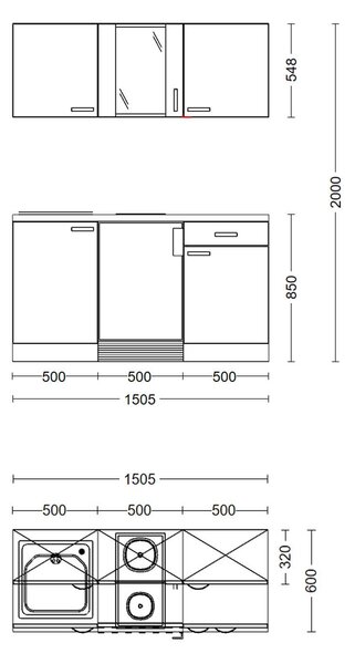 MINIKUCHYŇA 150 cm - Online Only kuchyne, Online Only