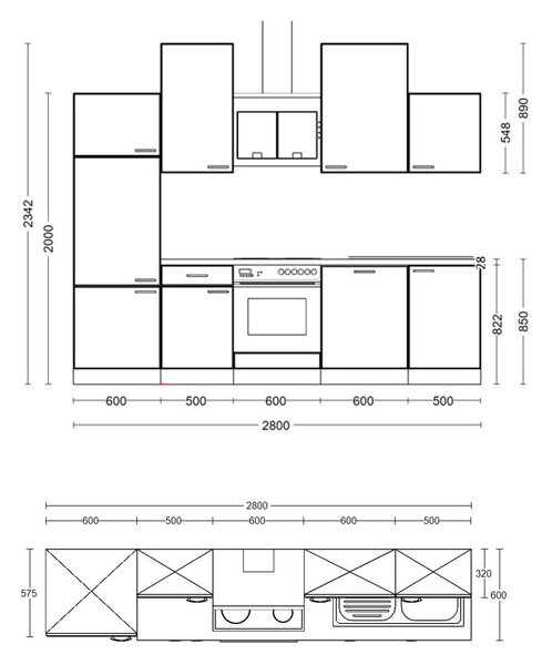 KUCHYNSKÝ BLOK 280 cm MID.YOU - Online Only kuchyne, Online Only