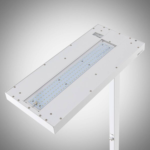 Arcchio LED stojacia lampa Logan Pro, biela, senzor, stmievateľné, Biela / opálová, Pracovňa / Kancelária, Hliník, Moderný, Stolová lampa