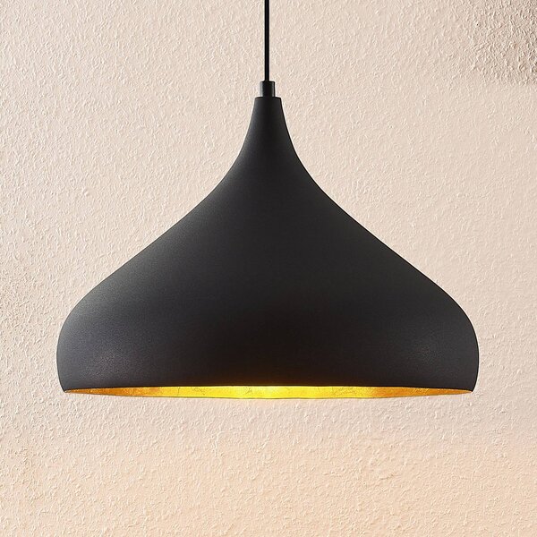 Arcchio Lunus závesná lampa so zlatou výplňou, Čierna, Obývacia izba / jedáleň, kov, Moderný, Závesné svietidlo