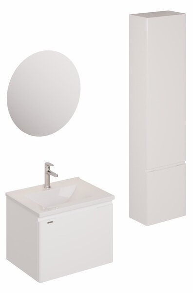 Kúpeľňová zostava s umývadlom vrátane umývadlovej batérie, vtoku a sifónu Naturel Ancona biela KSETANCONA11