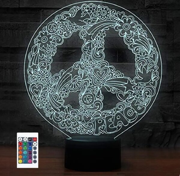 3Dmix 3DL-DRGB002 – 3D LED nočná lampa - Hippies (Dual RGB)