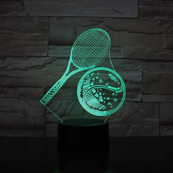 3Dmix 3DL-CRK007 – 3D LED nočná lampa - Tenisová raketa a lopta (Crack základňa)