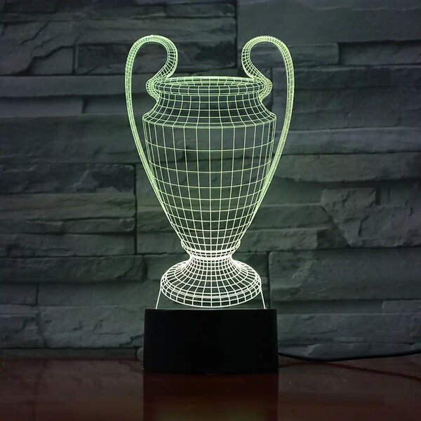 3Dmix 3DL-CLK020 – 3D LED nočná lampa - Pohár pre víťazov (Trofej) (Hodiny s budíkom)