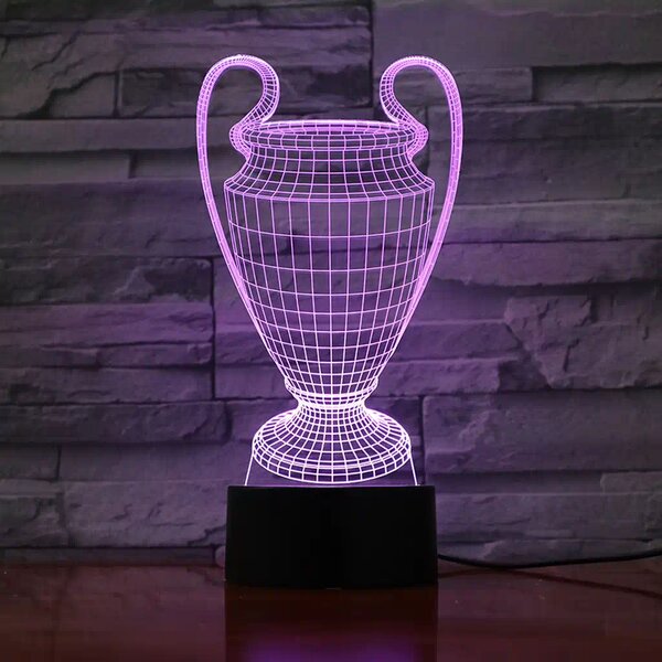 3Dmix 3DL-CLK020 – 3D LED nočná lampa - Pohár pre víťazov (Trofej) (Hodiny s budíkom)