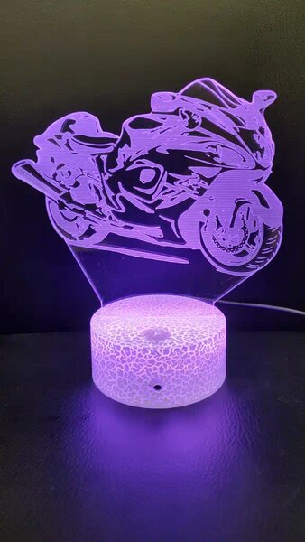 3Dmix 3DL-CRK023 – 3D LED nočná lampa - Motocykel (Crack základňa)
