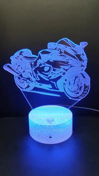 3Dmix 3DL-CRK023 – 3D LED nočná lampa - Motocykel (Crack základňa)