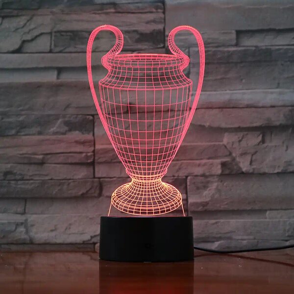 3Dmix 3DL-CLK020 – 3D LED nočná lampa - Pohár pre víťazov (Trofej) (Hodiny s budíkom)