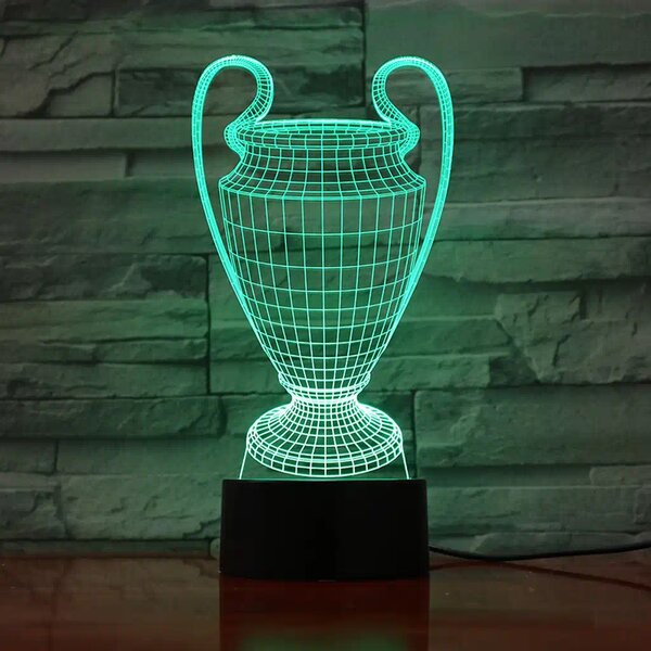 3Dmix 3DL-CLK020 – 3D LED nočná lampa - Pohár pre víťazov (Trofej) (Hodiny s budíkom)