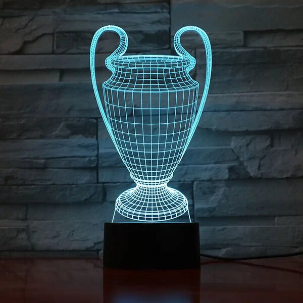 3Dmix 3DL-CLK020 – 3D LED nočná lampa - Pohár pre víťazov (Trofej) (Hodiny s budíkom)