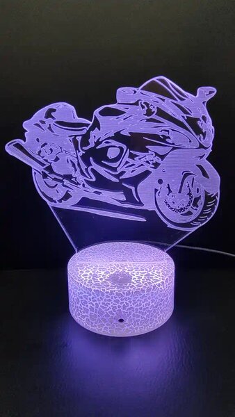 3Dmix 3DL-CRK023 – 3D LED nočná lampa - Motocykel (Crack základňa)