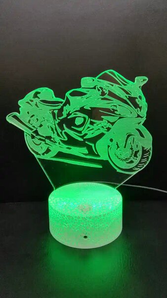 3Dmix 3DL-CRK023 – 3D LED nočná lampa - Motocykel (Crack základňa)