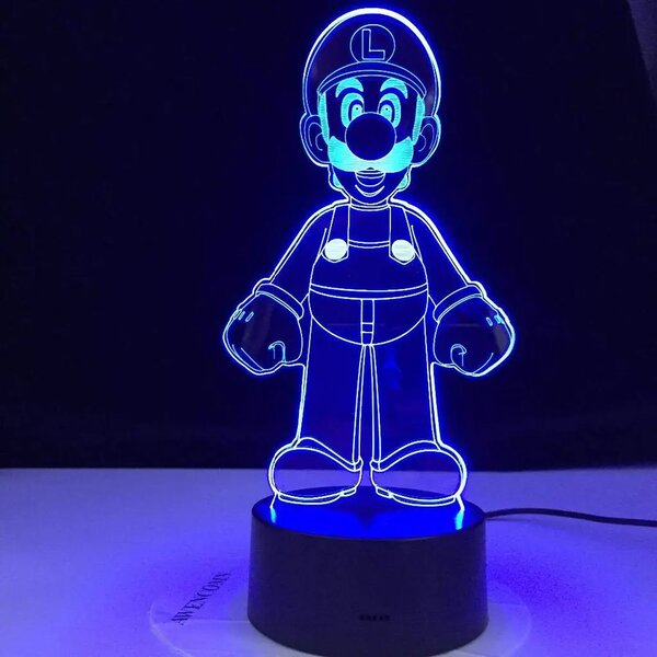 3Dmix 3DL-CRK029 – 3D LED nočná lampa - Luigi (Mario Kart) (Crack základňa)