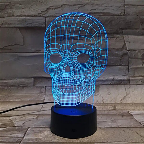 3Dmix 3DL-CLK031 – 3D LED nočná lampa - Lebka (Hodiny s budíkom)
