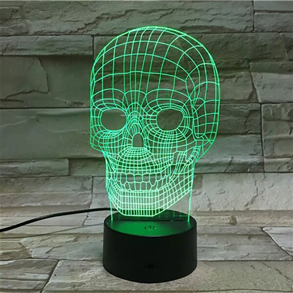 3Dmix 3DL-CLK031 – 3D LED nočná lampa - Lebka (Hodiny s budíkom)