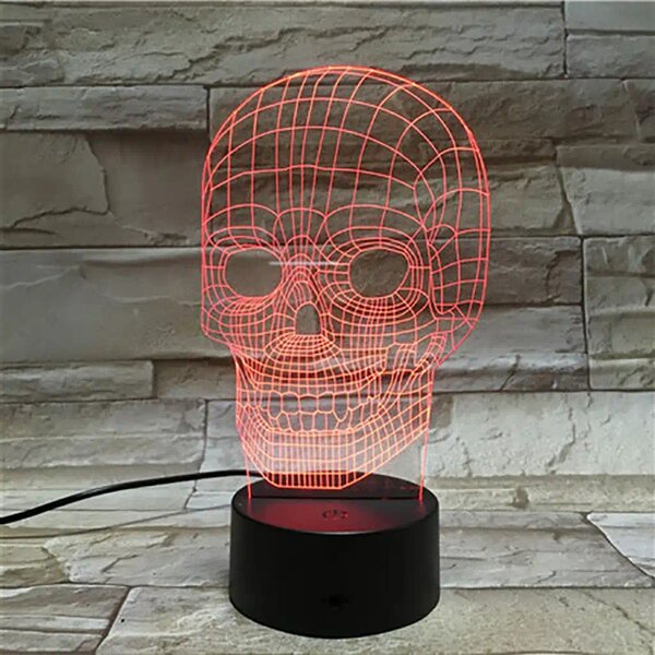 3Dmix 3DL-CLK031 – 3D LED nočná lampa - Lebka (Hodiny s budíkom)