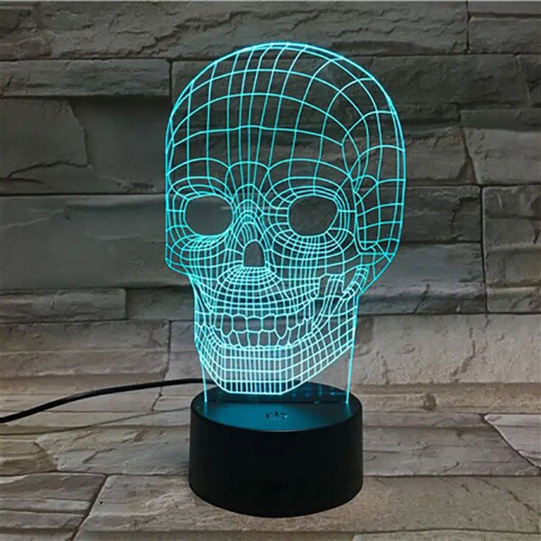 3Dmix 3DL-CLK031 – 3D LED nočná lampa - Lebka (Hodiny s budíkom)