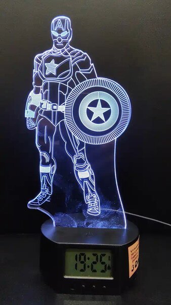 3Dmix 3DL-SL034 – 3D LED nočná lampa - Kapitán Amerika (Captain America) (Solar)