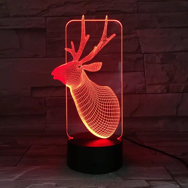 3Dmix 3DL-CLK035 – 3D LED nočná lampa - Jeleň (Hodiny s budíkom)