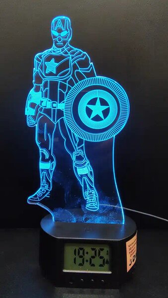 3Dmix 3DL-SL034 – 3D LED nočná lampa - Kapitán Amerika (Captain America) (Solar)