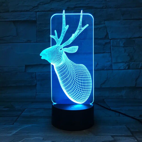 3Dmix 3DL-CLK035 – 3D LED nočná lampa - Jeleň (Hodiny s budíkom)