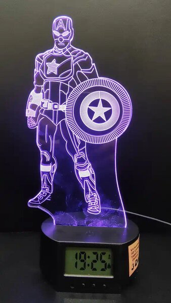 3Dmix 3DL-SL034 – 3D LED nočná lampa - Kapitán Amerika (Captain America) (Solar)