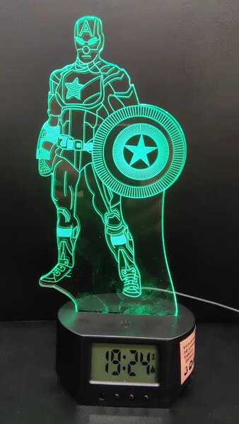 3Dmix 3DL-SL034 – 3D LED nočná lampa - Kapitán Amerika (Captain America) (Solar)