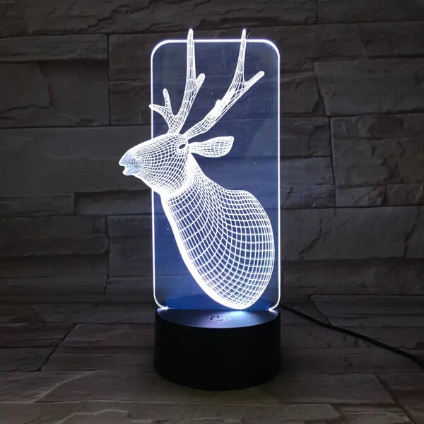 3Dmix 3DL-CLK035 – 3D LED nočná lampa - Jeleň (Hodiny s budíkom)