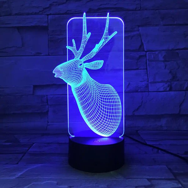 3Dmix 3DL-CLK035 – 3D LED nočná lampa - Jeleň (Hodiny s budíkom)