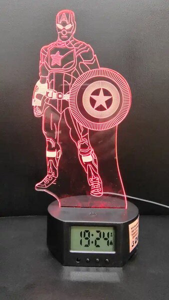 3Dmix 3DL-SL034 – 3D LED nočná lampa - Kapitán Amerika (Captain America) (Solar)
