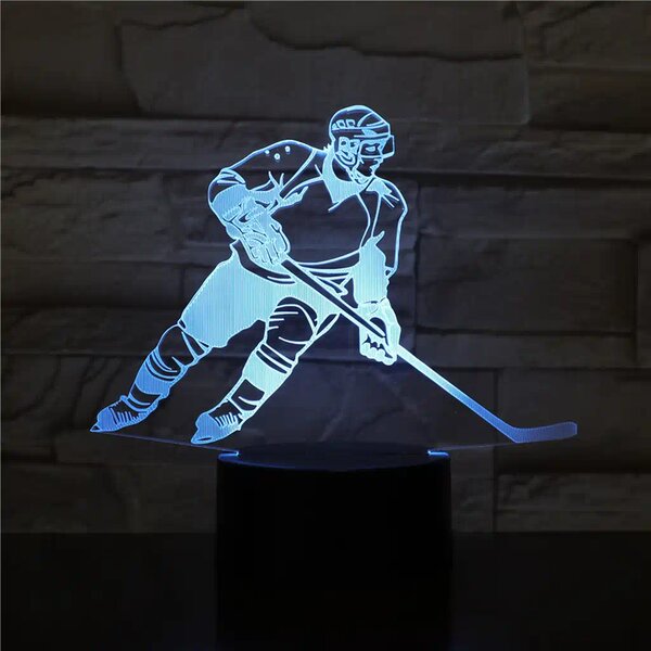 3Dmix 3DL-CLK037 – 3D LED nočná lampa - Hokejista (Hodiny s budíkom)