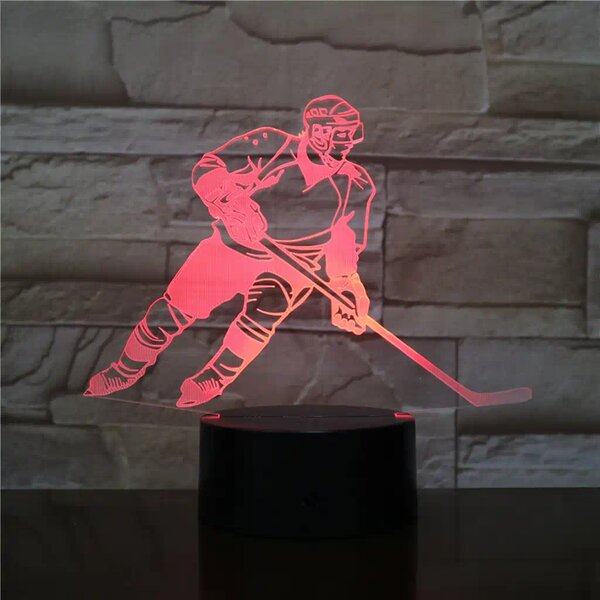 3Dmix 3DL-CLK037 – 3D LED nočná lampa - Hokejista (Hodiny s budíkom)