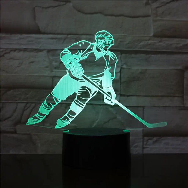 3Dmix 3DL-CLK037 – 3D LED nočná lampa - Hokejista (Hodiny s budíkom)