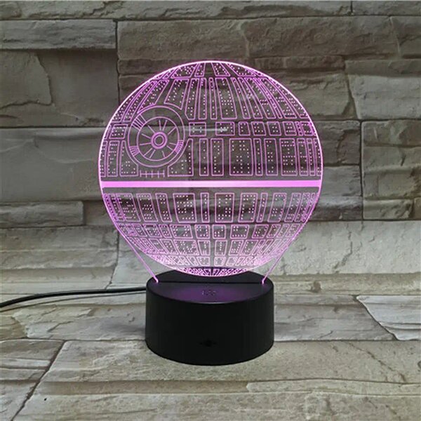3Dmix 3DL-DRGB036 – 3D LED nočná lampa - Hviezda smrti (Star Wars) (Dual RGB)