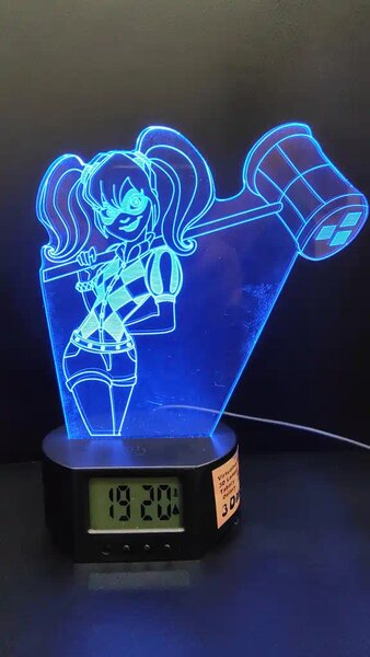 3Dmix 3DL-BTC038 – 3D LED nočná lampa - Harley Quinn (Bluetooth reproduktor - farba čierna)