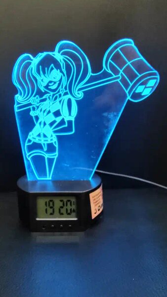 3Dmix 3DL-BTC038 – 3D LED nočná lampa - Harley Quinn (Bluetooth reproduktor - farba čierna)