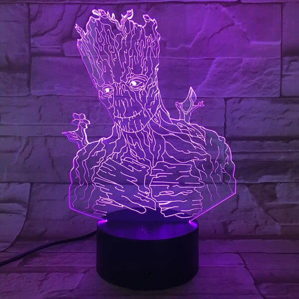 3Dmix 3DL-CLK039 – 3D LED nočná lampa - Groot (Grút) (Hodiny s budíkom)