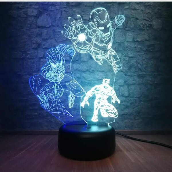 3Dmix 3DL-DFS050 – 3D LED nočná lampa - Avengers – Ironman, Spider-man, Batman (Aroma)