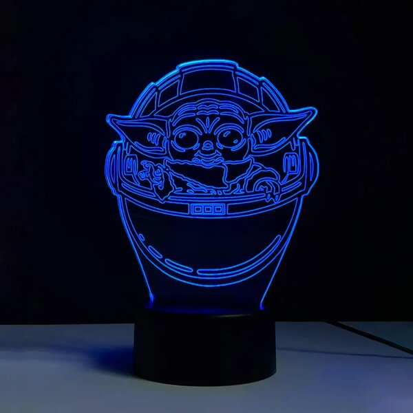 3Dmix 3DL-CLK048 – 3D LED nočná lampa - Baby Yoda (Star Wars – Mandalorian) (Hodiny s budíkom)