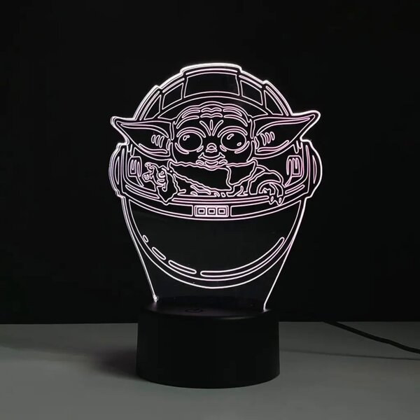 3Dmix 3DL-CLK048 – 3D LED nočná lampa - Baby Yoda (Star Wars – Mandalorian) (Hodiny s budíkom)