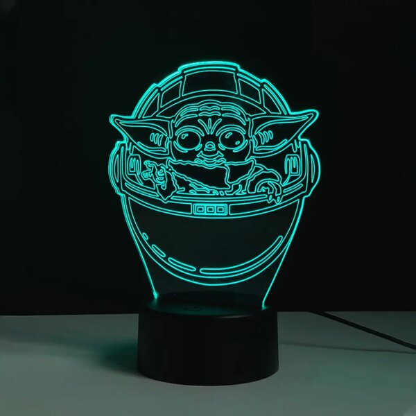 3Dmix 3DL-CLK048 – 3D LED nočná lampa - Baby Yoda (Star Wars – Mandalorian) (Hodiny s budíkom)