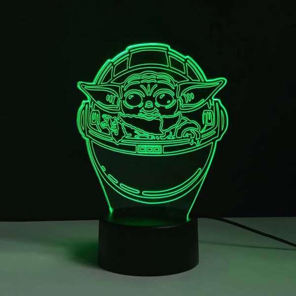 3Dmix 3DL-CLK048 – 3D LED nočná lampa - Baby Yoda (Star Wars – Mandalorian) (Hodiny s budíkom)