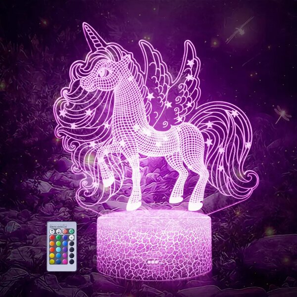 3Dmix 3DL-BTC050 – 3D LED nočná lampa - Jednorožec (Bluetooth reproduktor - farba čierna)